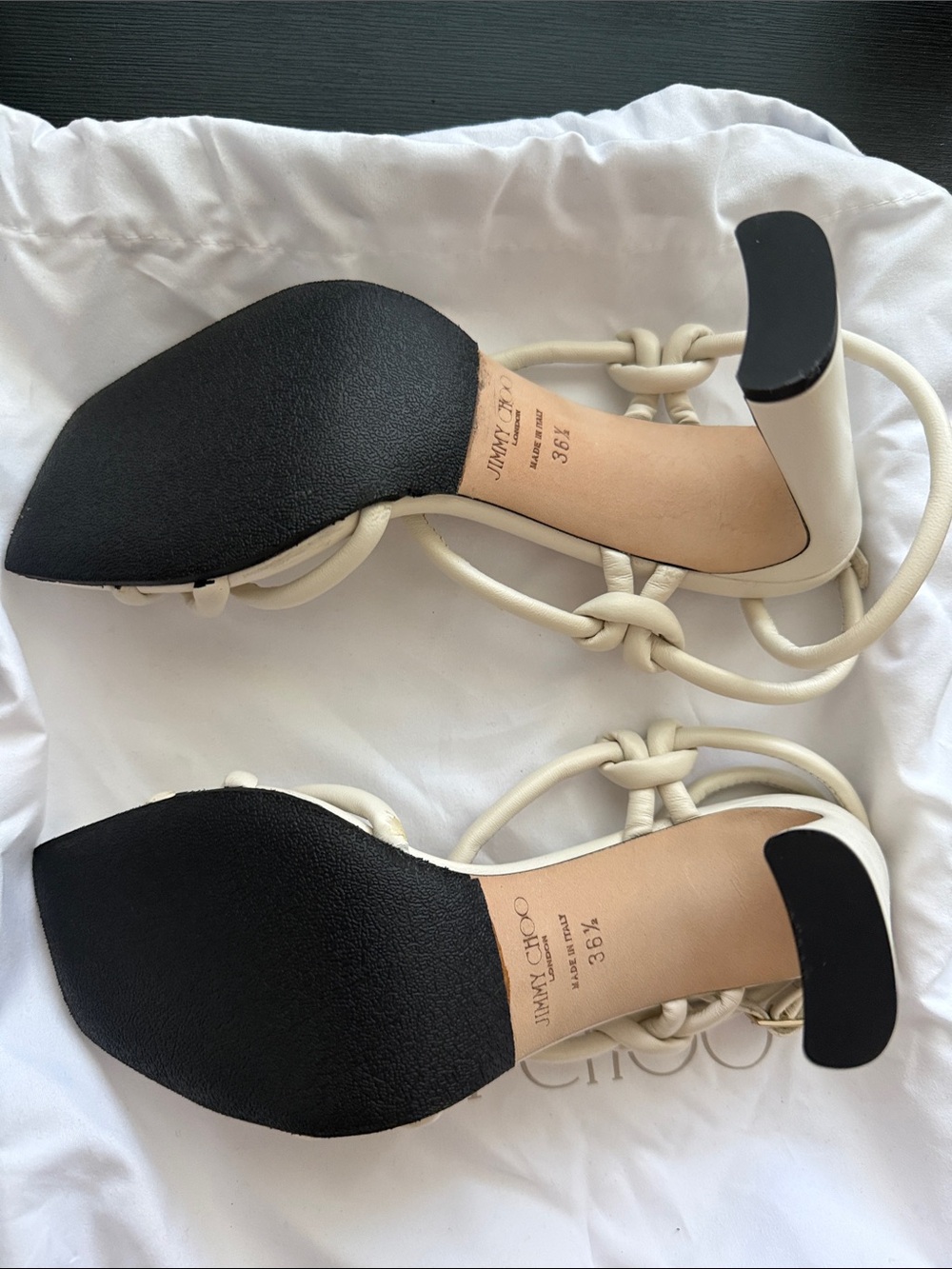 Jimmy Choo Ivory Braided Strap Heels - Picture 4 of 5